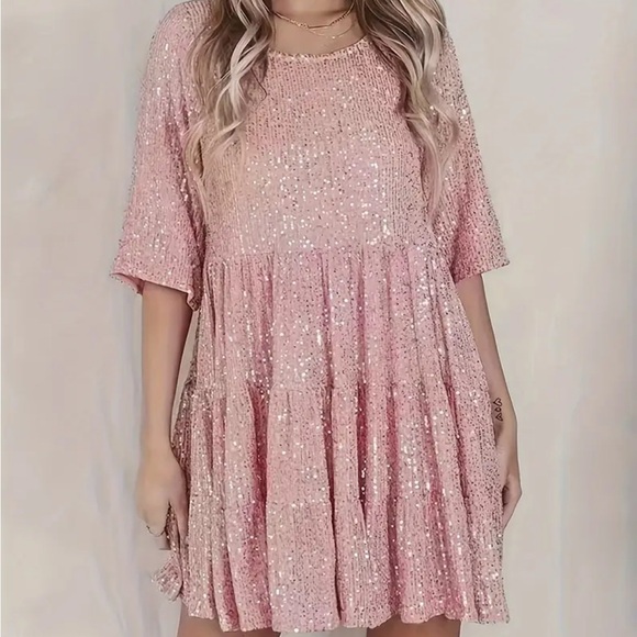 New Woman’s Size 2X (16) Pink Sequin Dress - Picture 11 of 16